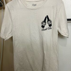 White Crew Neck Tee with Minimalist Graphic Design